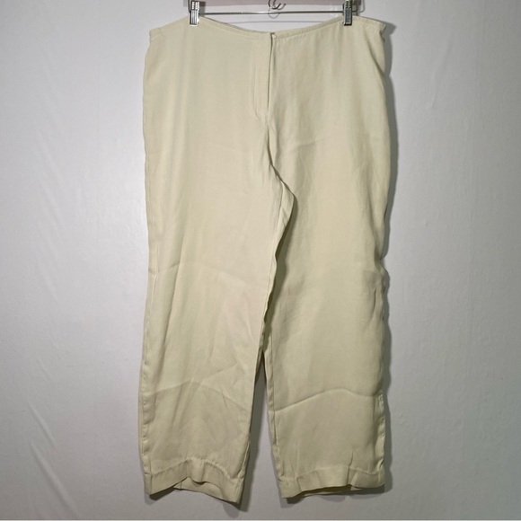 Eileen Fisher Crepe Silk Pants XL Ivory Highwaist Straight Leg Lightweight - Picture 1 of 13